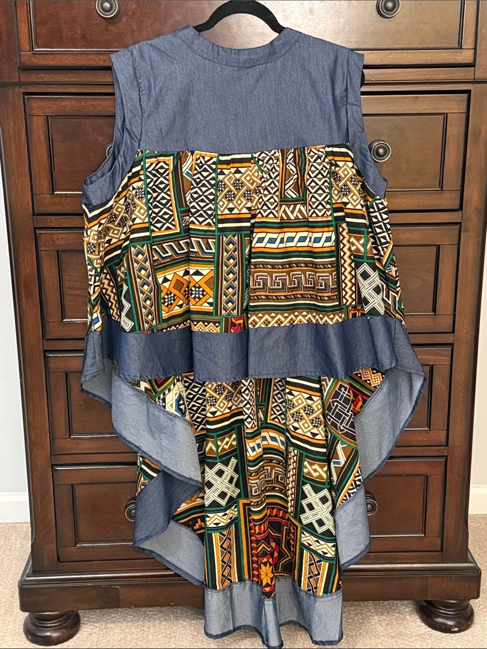 SALE- Boho High-Low Top with Tribal Print
